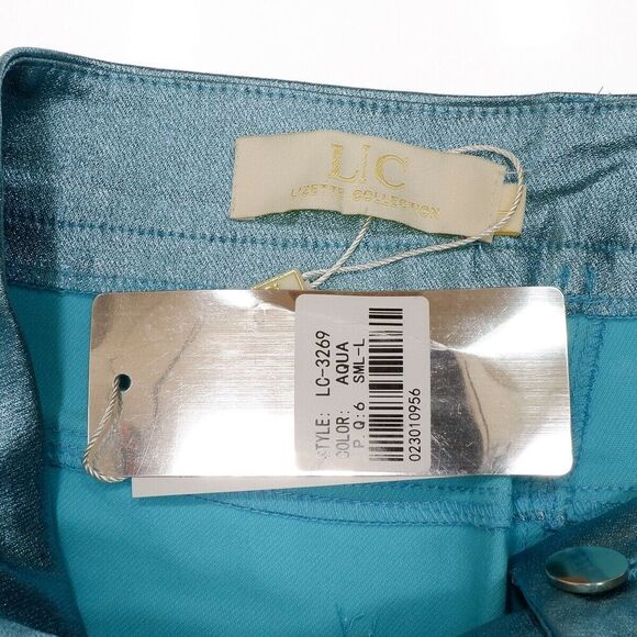 Lizette Collection LC Shorts Juniors L Super High Rise Metallic Blue Measure W28 - Picture 6 of 11